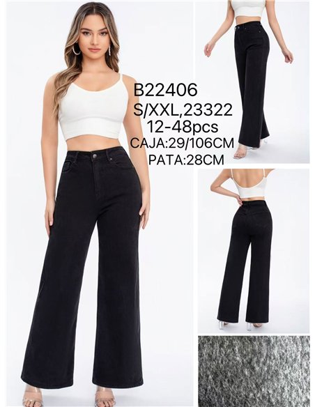 Jeans wide leg afelpado