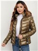 Anorak corto metalizado capucha con pelo