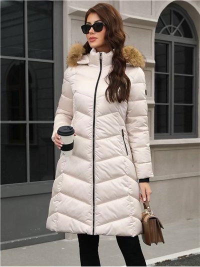 Anorak largo capucha con pelo