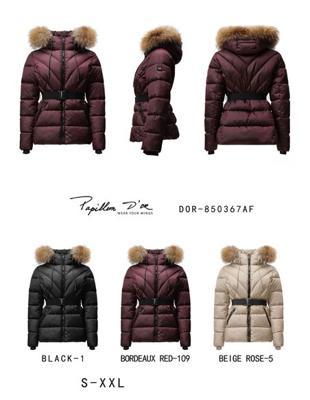 Anorak corto cinturón capucha con pelo