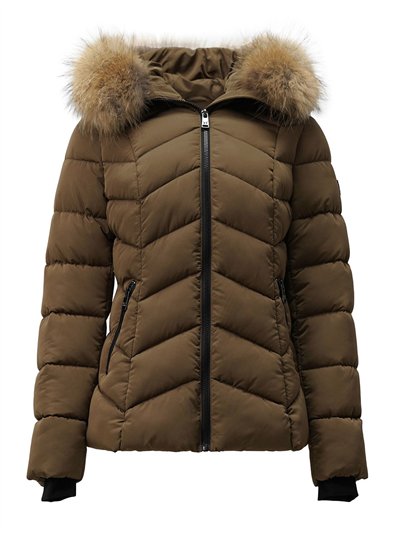 Anorak corto capucha con pelo