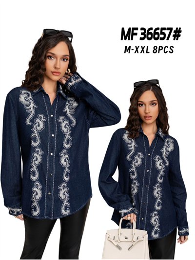 Camisa denim amplia bordada 2