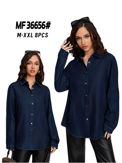 Camisa denim amplia manga bordada 2
