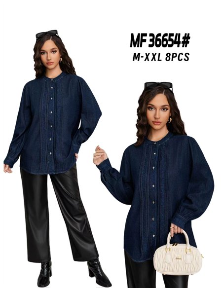 Camisa denim amplia bordada