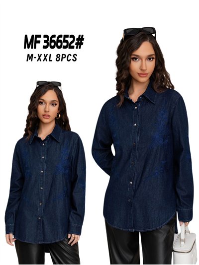 Camisa denim amplia bordada 2