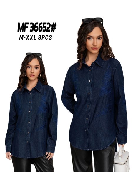 Camisa denim amplia bordada