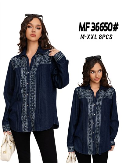 Camisa denim amplia bordada 2