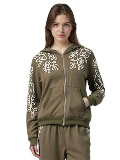 Sudadera bordada floral capucha cremallera