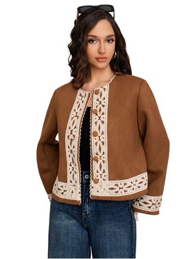 Chaqueta efecto ante detalle crochet