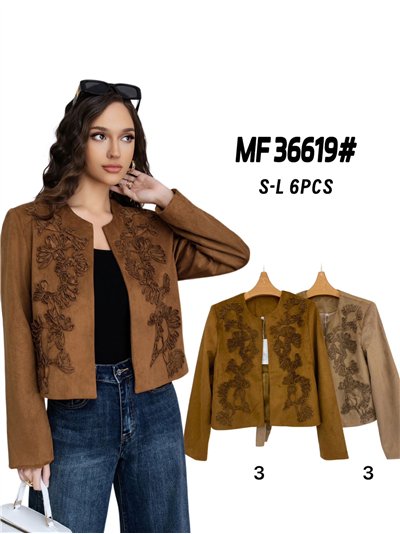 Chaqueta efecto ante bordado con relieve 2