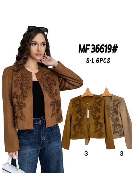 Embroidered faux suede jacket