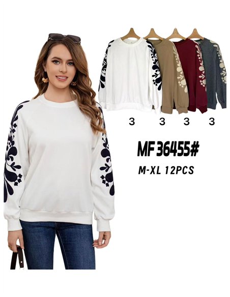 Sudadera manga bordada