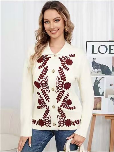 Chaqueta punto bordado relieve