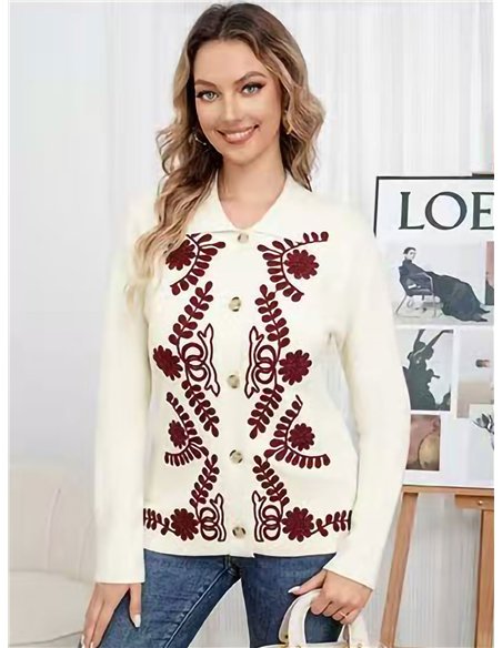 Chaqueta punto bordado relieve