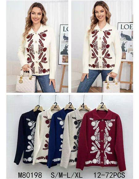 Chaqueta punto bordado relieve