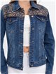 Cazadora denim bordada strass talla grande