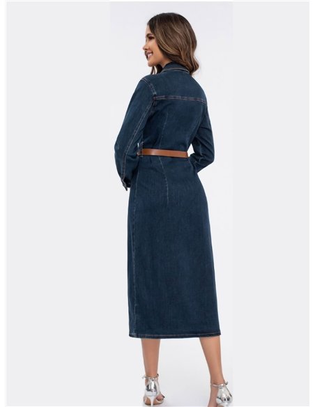 Vestido largo denim cinturón