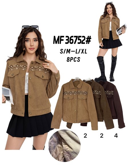 Chaqueta bordada acolchada efecto ante