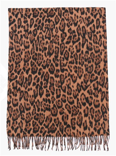Bufanda leopardo con flecos