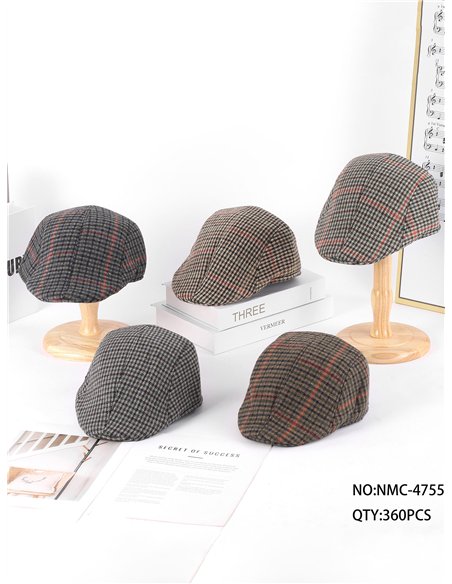 Gorra plana cuadros para hombre