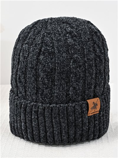 Gorro punto trenzado con parche