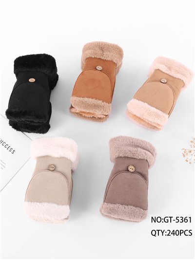 Guantes sin dedos efecto ante con forro polar