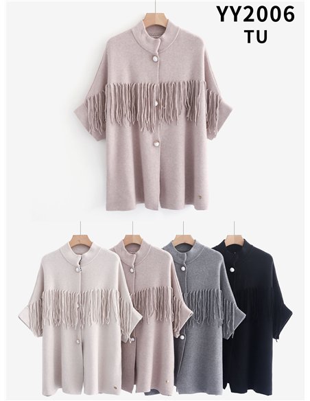 Chaqueta punto con flecos