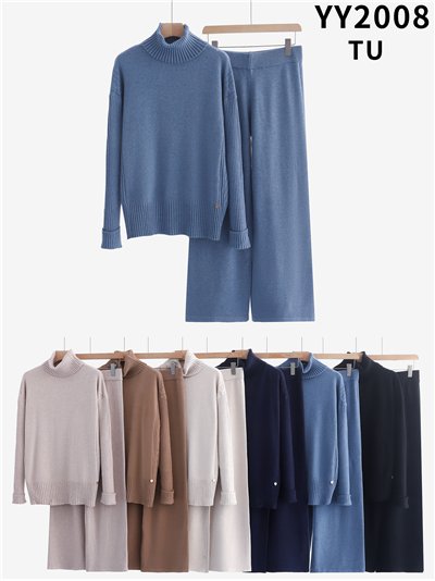 Conjunto punto Jersey cuello vuelto + Pantalón punto 2