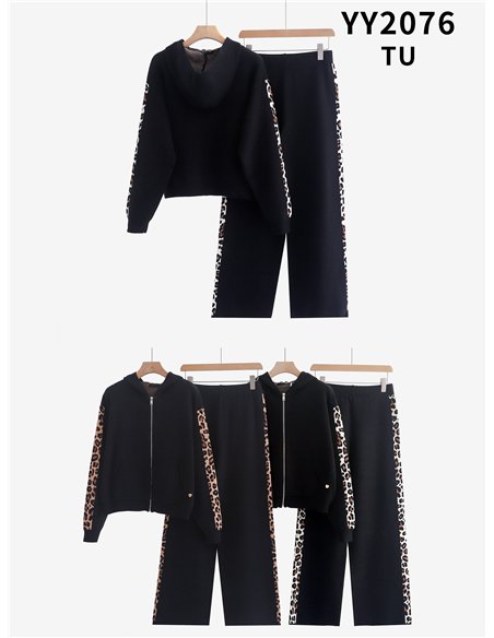 Conjunto Sudadera punto banda animal print + Pantalón