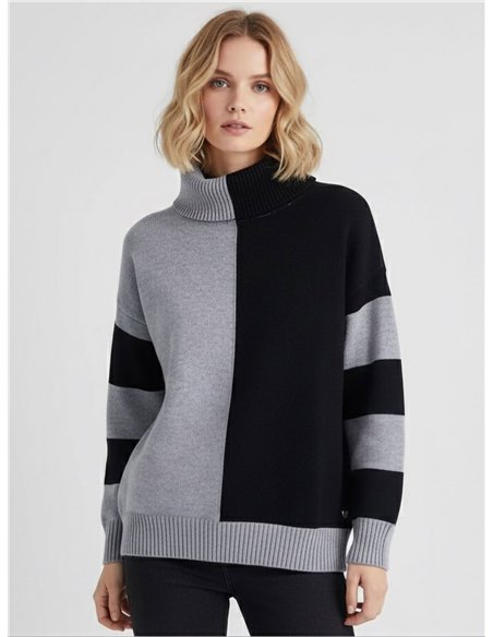 Jersey bicolor cuello vuelto