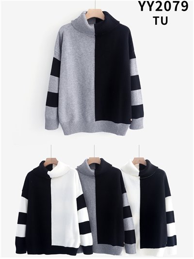 Jersey bicolor cuello vuelto 2