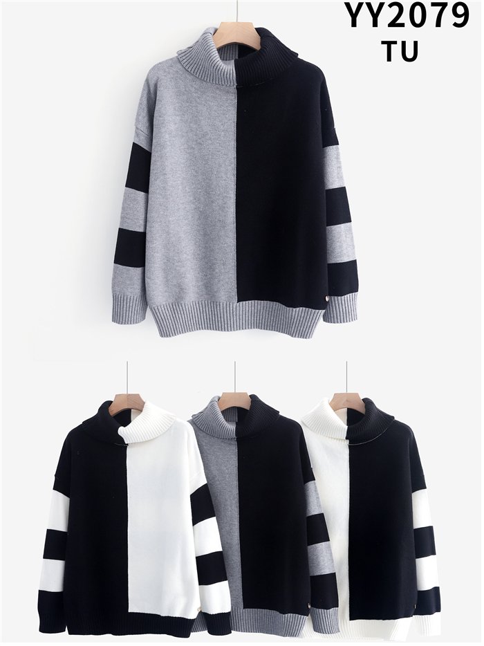 Jersey bicolor cuello vuelto