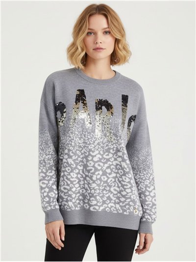 Jersey animal print con lentejuelas PARIS