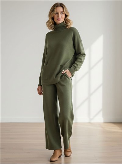 Conjunto Jersey bolsillos cuello vuelto + Pantalón