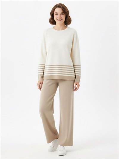 Conjunto Jersey rayas contraste + Pantalón