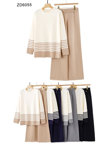 Conjunto Jersey rayas contraste + Pantalón