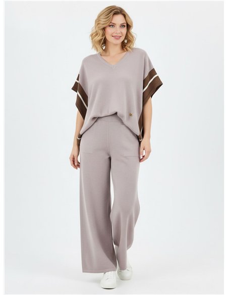 Conjunto Poncho rayas laterales + Pantalón