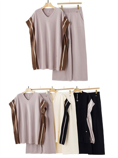 Conjunto Poncho rayas laterales + Pantalón 2