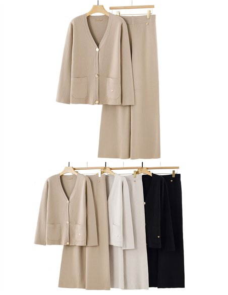 Conjunto Chaqueta punto botones dorados + Pantalón