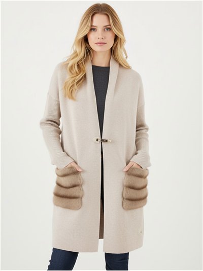 Cárdigan bolsillos de pelo sintético