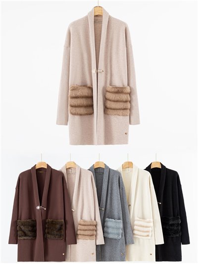 Cárdigan bolsillos de pelo sintético 2