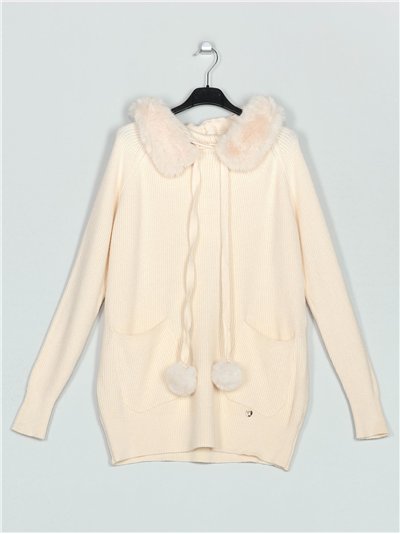 Jersey canalé pompones