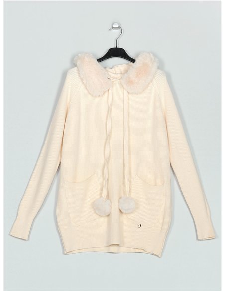 Jersey canalé pompones