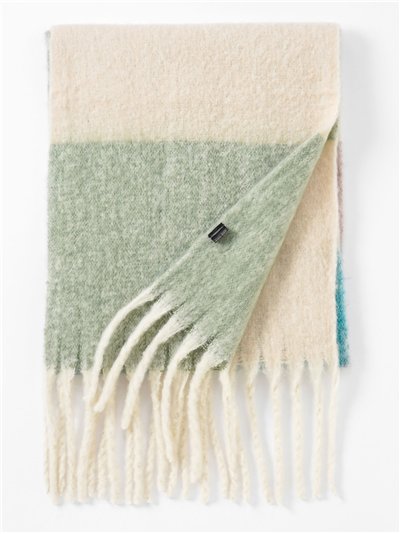 Bufanda color block con flecos