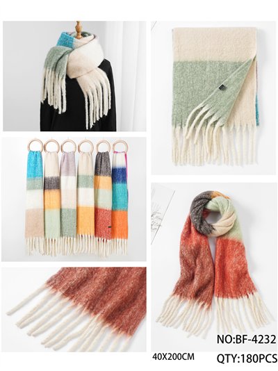 Bufanda color block con flecos 2