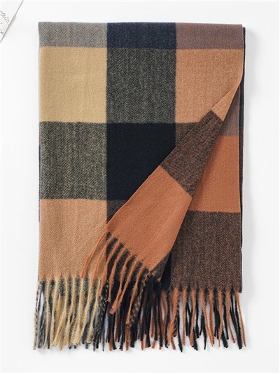 Bufanda cuadros con flecos