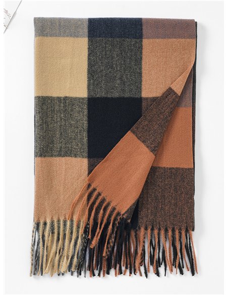 Bufanda cuadros con flecos