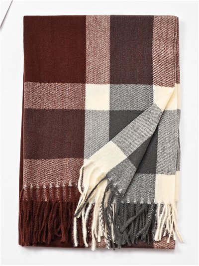 Bufanda cuadros con flecos