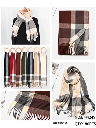 Bufanda cuadros con flecos 2