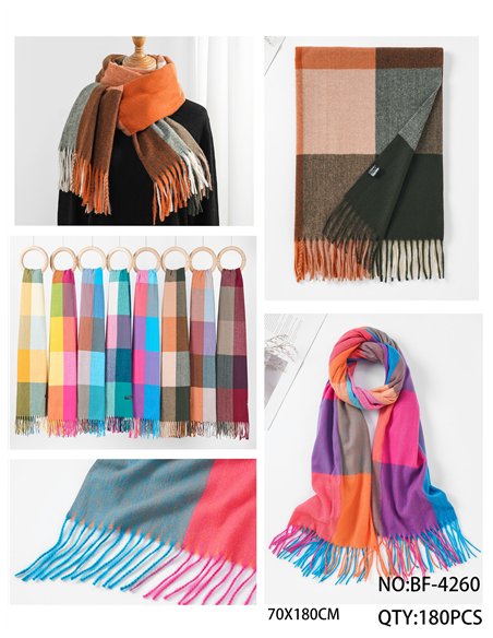 Bufanda cuadros con flecos